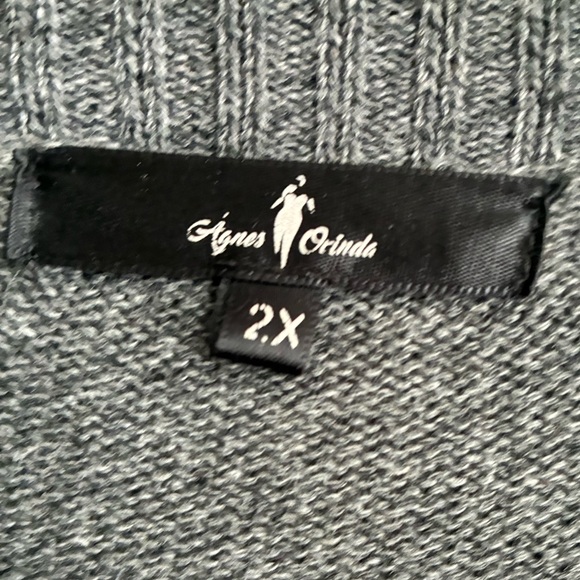 Agnes Orinda Gray Women's Plus Size Long Sleeve Open Front Sweater Cardigan 2X - Picture 8 of 10